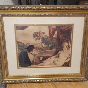 Venus and the Lute Player Framed Print